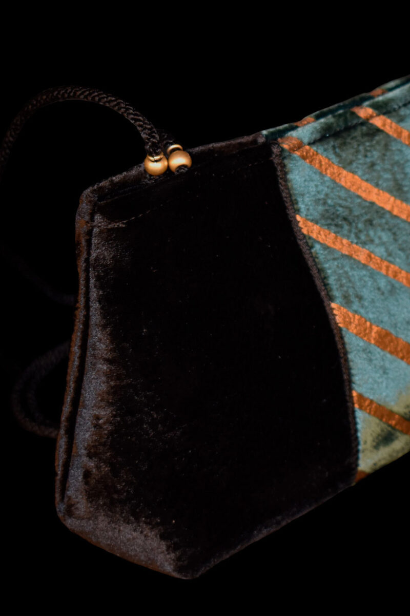 Baguette Бархатная сумка | Pochette | Stripes Черный и тиловый — изображение 2