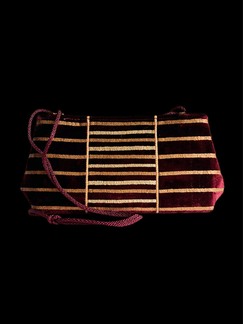 Baguette Бархатная сумка | Pochette | Righe Бордо